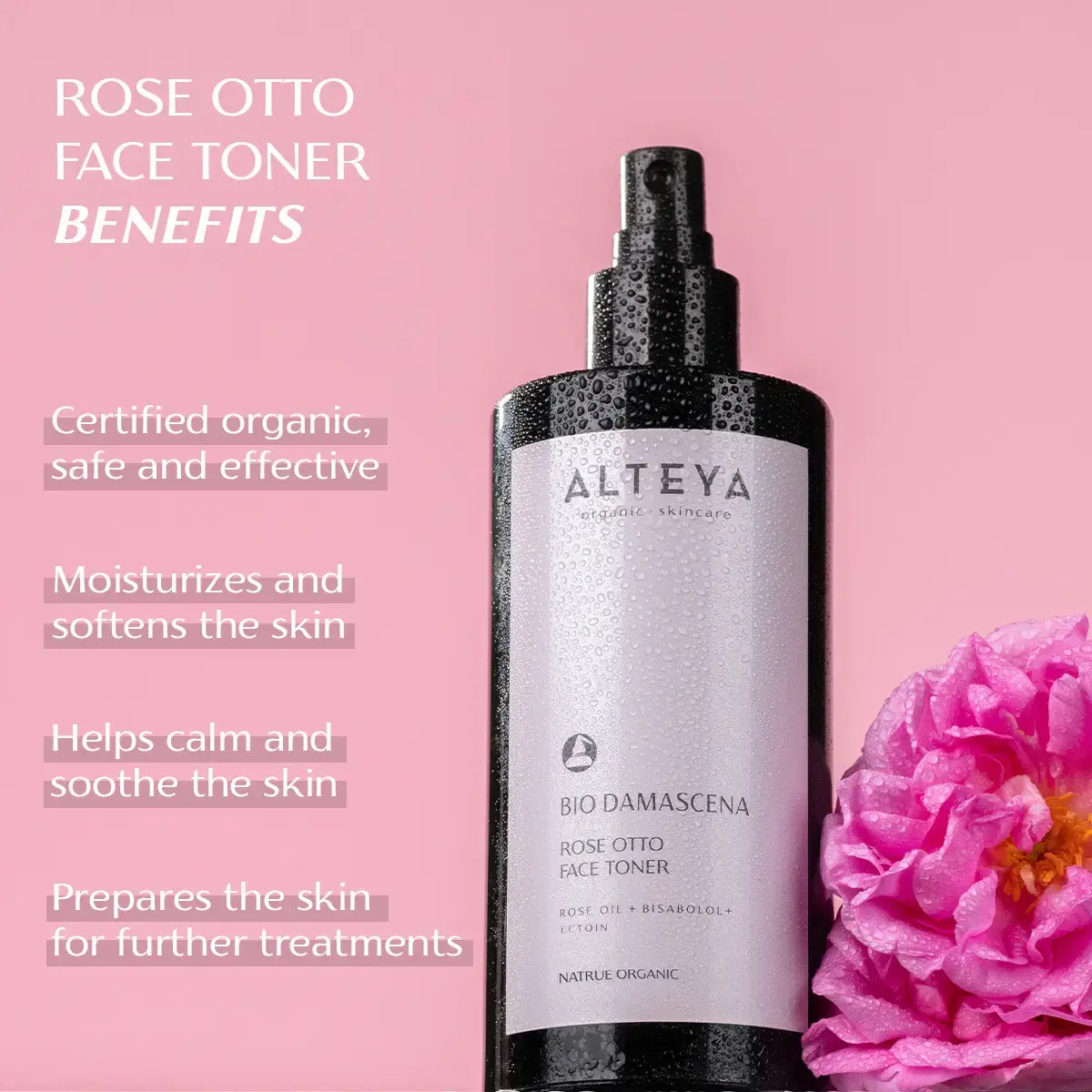 Bio Damascena Organic Rose Otto Facial Toner – Violet Glass Bottle 200ml