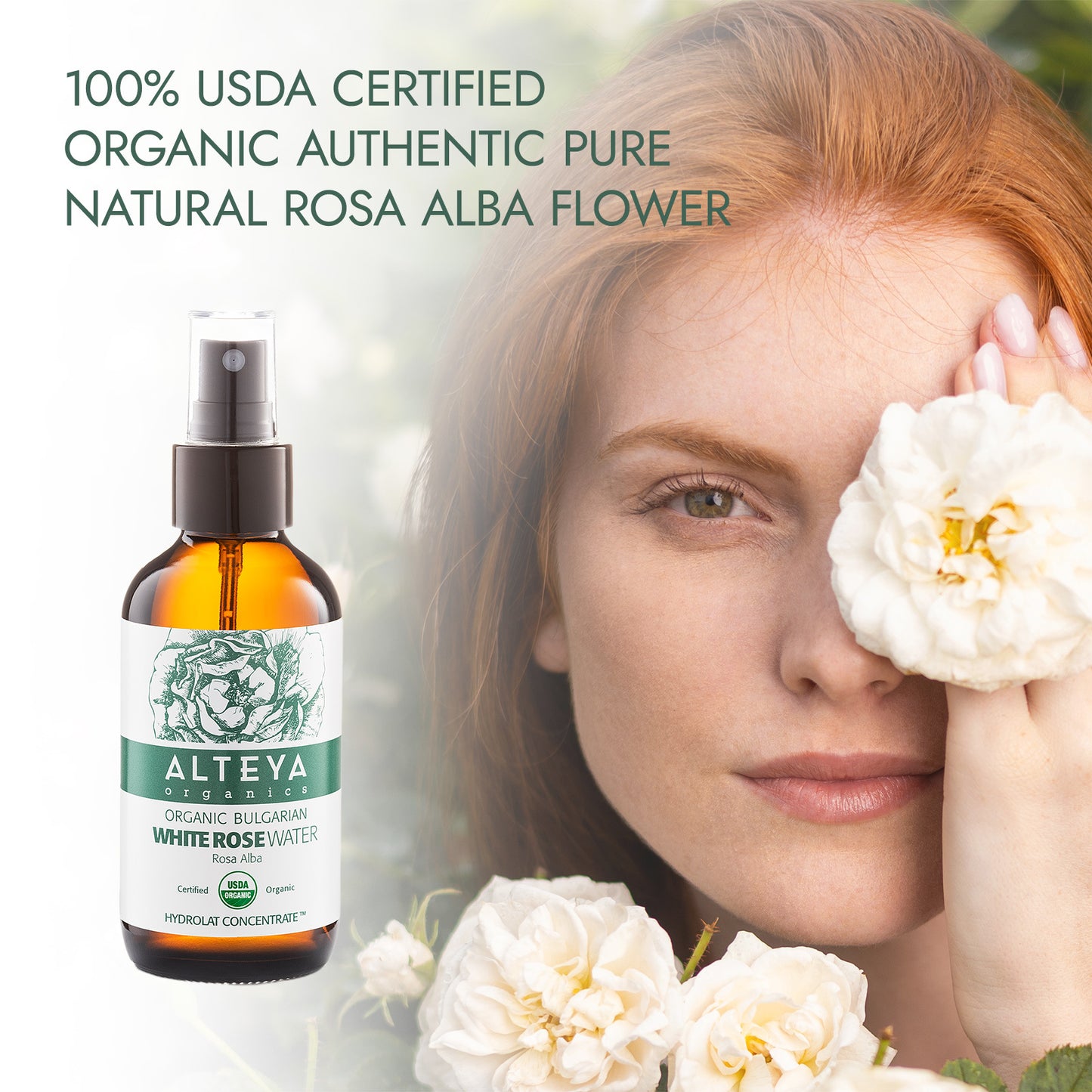 Organic Bulgarian White Rose Water Spray - Rosa Alba (100% Hydrolat)